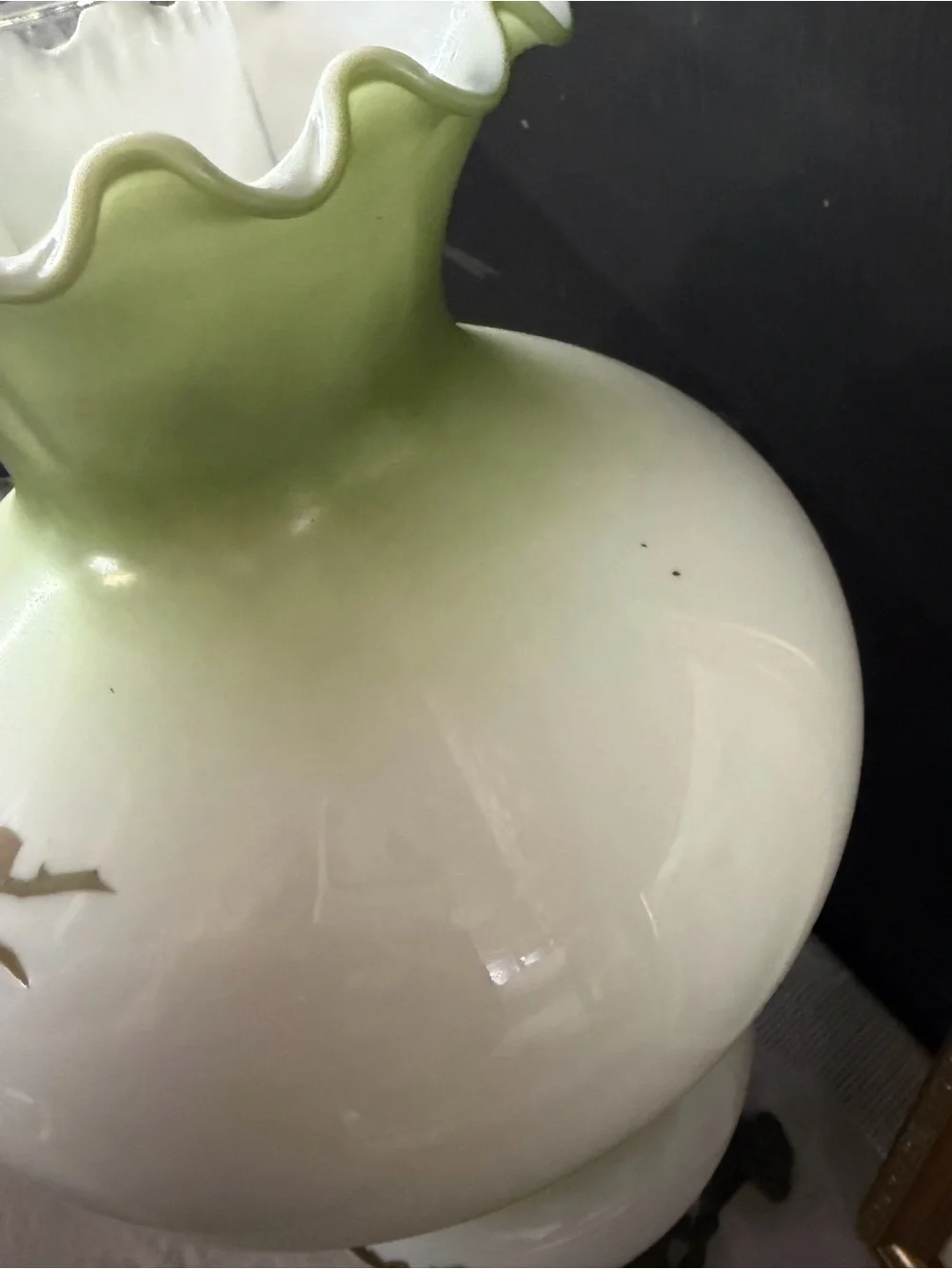 Vintage Floral Hurricane Lamp in Yellow, Green & White